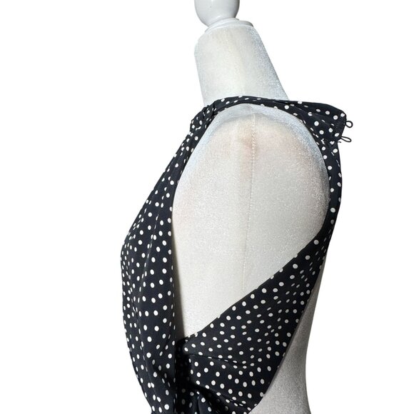 Zara Womens Size S Open Back Black White Polka Dot Halter Wide leg Jumpsuit - Picture 5 of 10